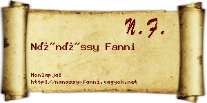 Nánássy Fanni névjegykártya